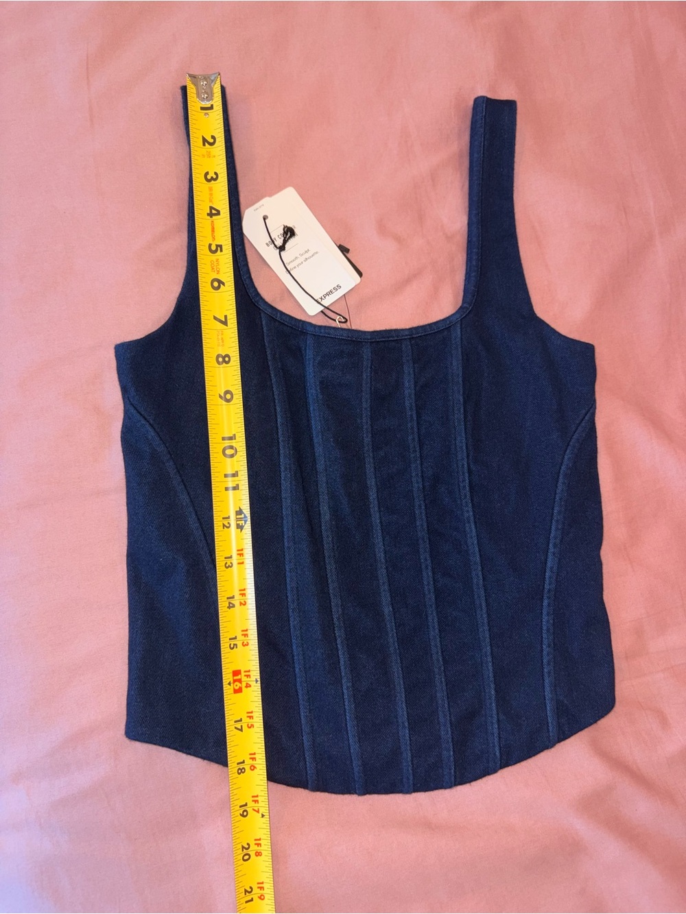 Express Navy Structured Square-Neck Tank - Picture 2 of 6